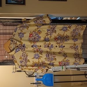 Robert Stock motorcycle and flowers party shirt